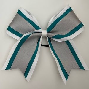 Cheer Bow - Teal, While, & Silver